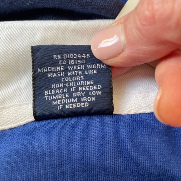 Polo Ralph Lauren Shirt Youth XL Blue & Black Stripe Rugby Collared Small Pony - Picture 12 of 12